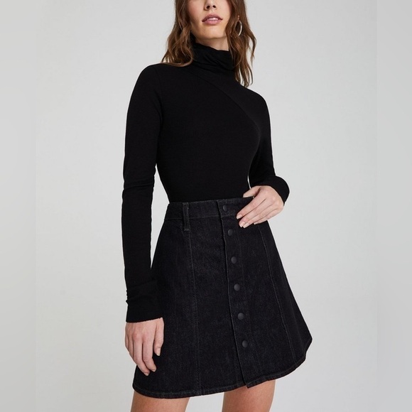 Adriano Goldschmied Kety Mini High Wasit Denim Skirt Vintage Black Wash Size 25 - Picture 1 of 16